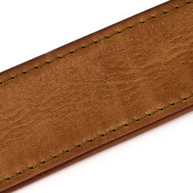Cinturón de cuero para hombre, sencillo y con detalles de costura