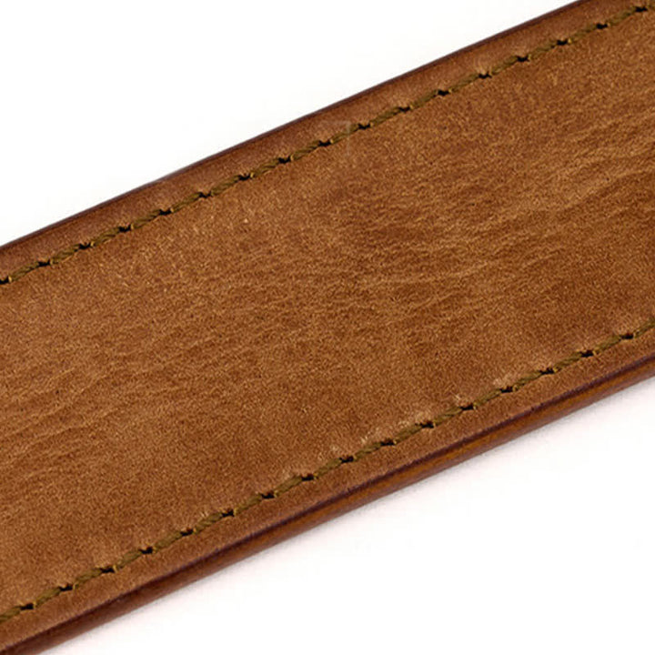 Cinturón de cuero para hombre, sencillo y con detalles de costura