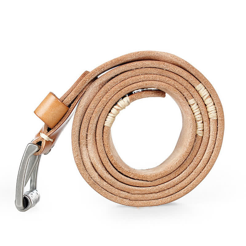 Cinturón de cuero con decoración de líneas blancas estilo retro desgastado para hombre