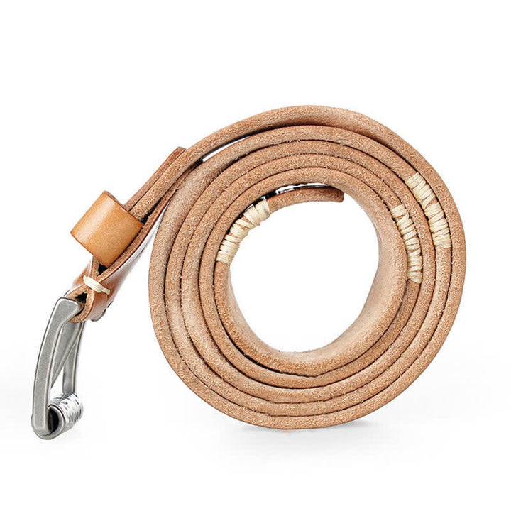 Cinturón de cuero con decoración de líneas blancas estilo retro desgastado para hombre