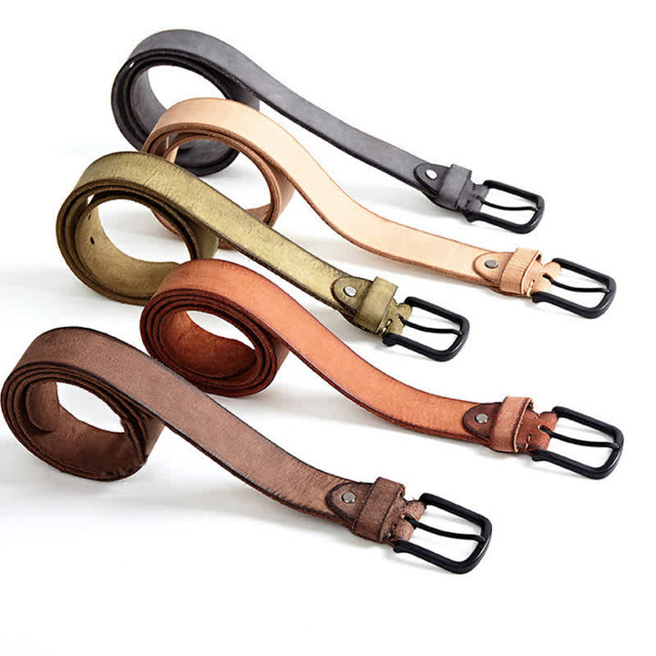 Cinturón de cuero pulido mate de estilo minimalista para hombre