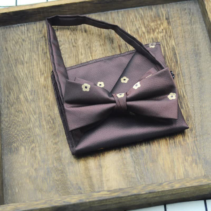 2 piezas de pajarita con pañuelo estampado de flores para hombre