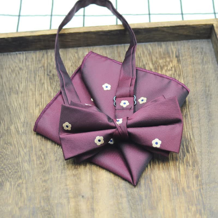 2 piezas de pajarita con pañuelo estampado de flores para hombre