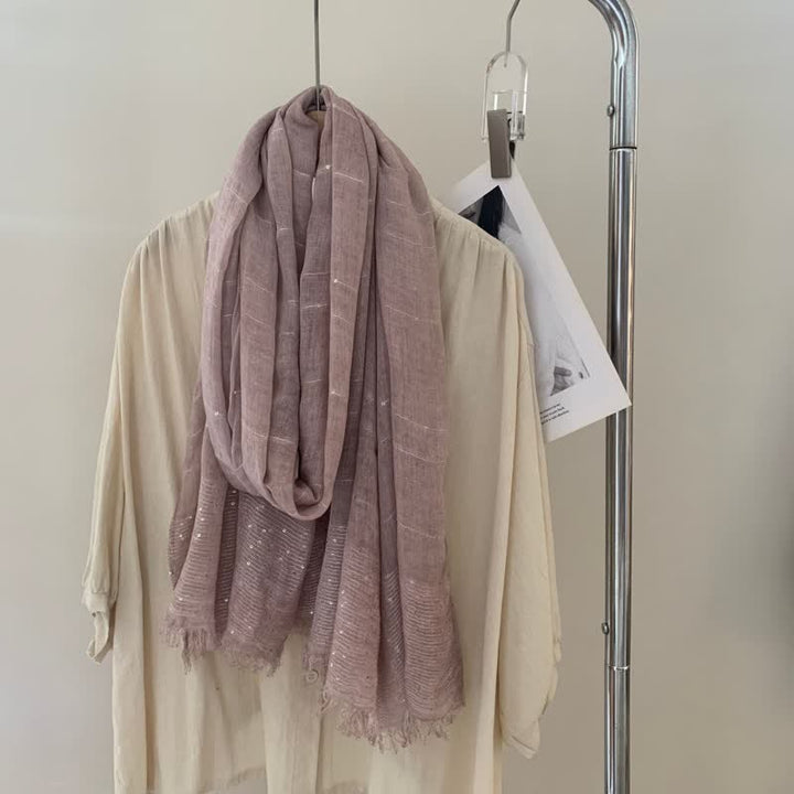 Bufanda fina de color liso con lentejuelas teñidas y sucias