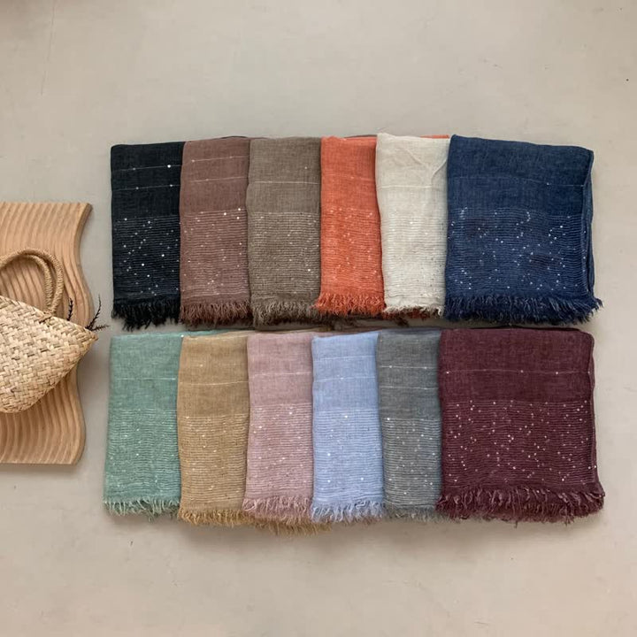 Bufanda fina de color liso con lentejuelas teñidas y sucias