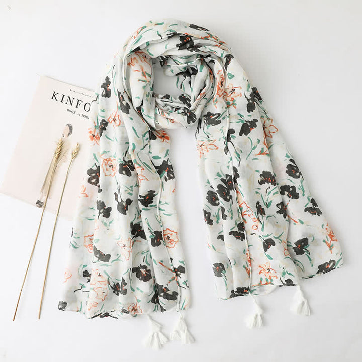 Bufanda fina con borlas estilo playero para vacaciones