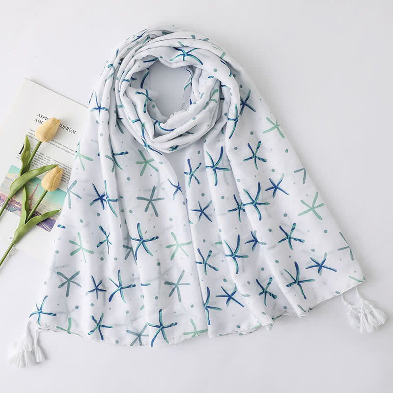 Bufanda fina con borlas estilo playero para vacaciones