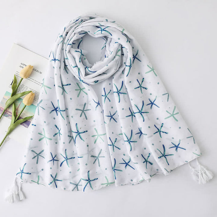 Bufanda fina con borlas estilo playero para vacaciones