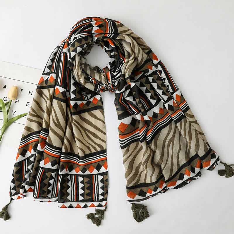 Bufanda fina con borlas estilo playero para vacaciones