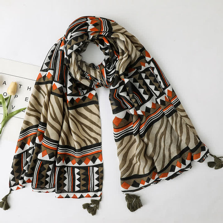 Bufanda fina con borlas estilo playero para vacaciones