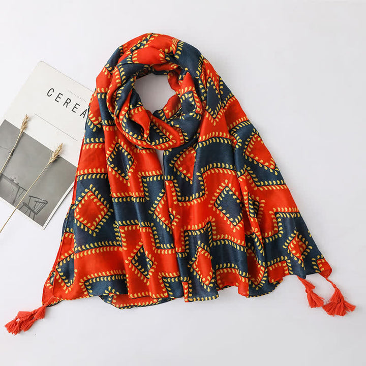 Bufanda fina con borlas estilo playero para vacaciones