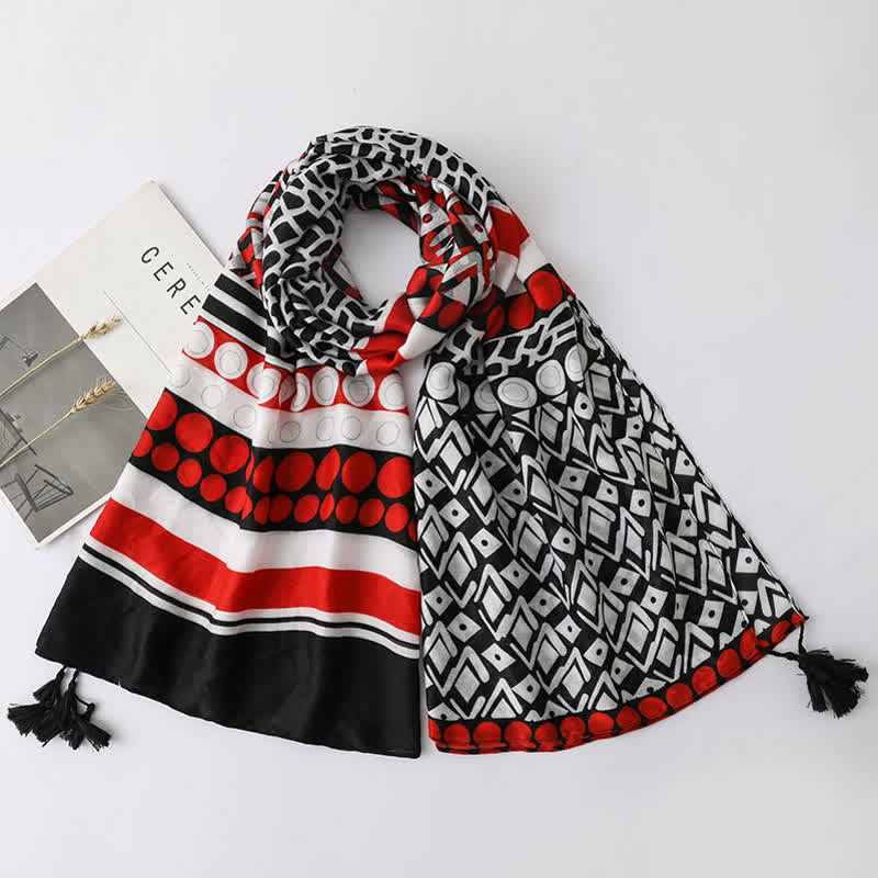 Bufanda fina con borlas estilo playero para vacaciones