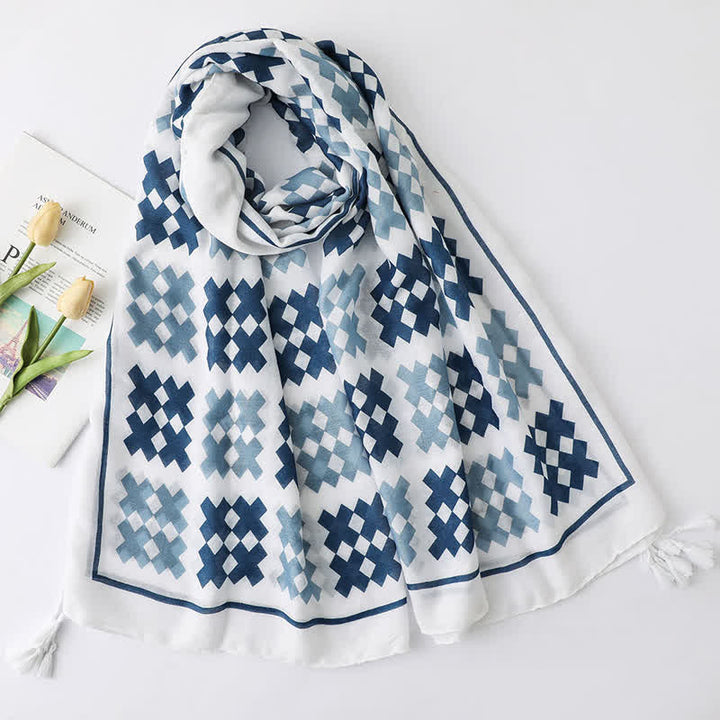 Bufanda fina con borlas estilo playero para vacaciones