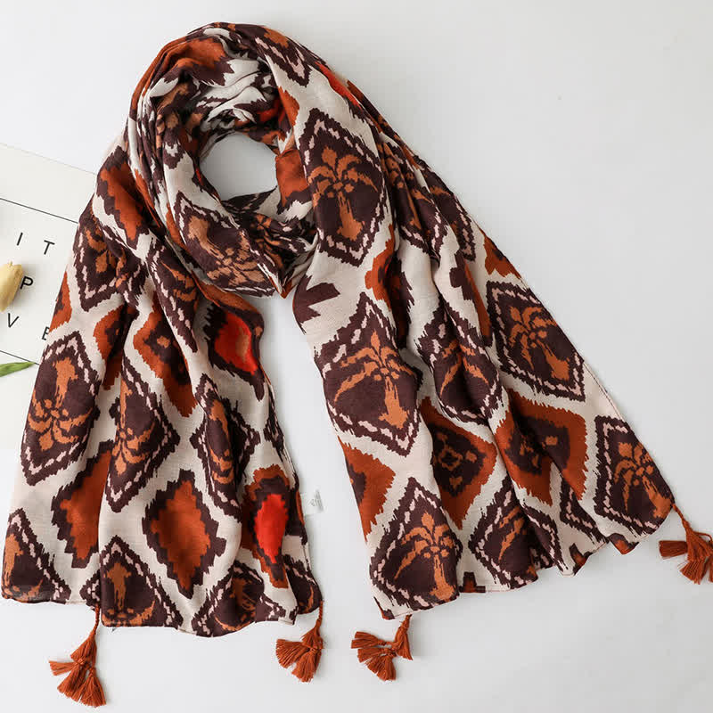 Bufanda fina con borlas estilo playero para vacaciones