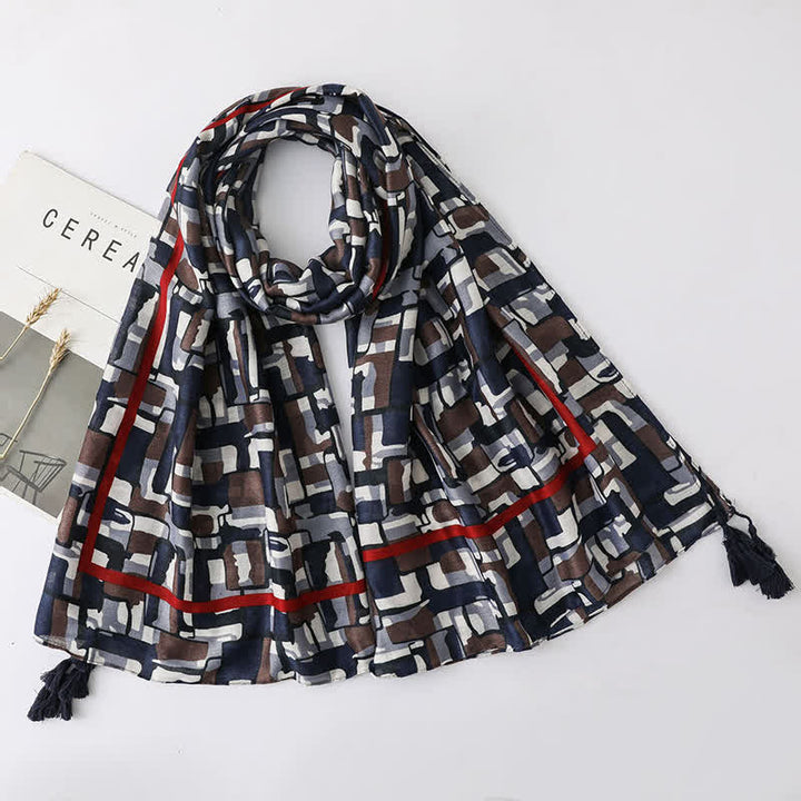 Bufanda fina con borlas estilo playero para vacaciones