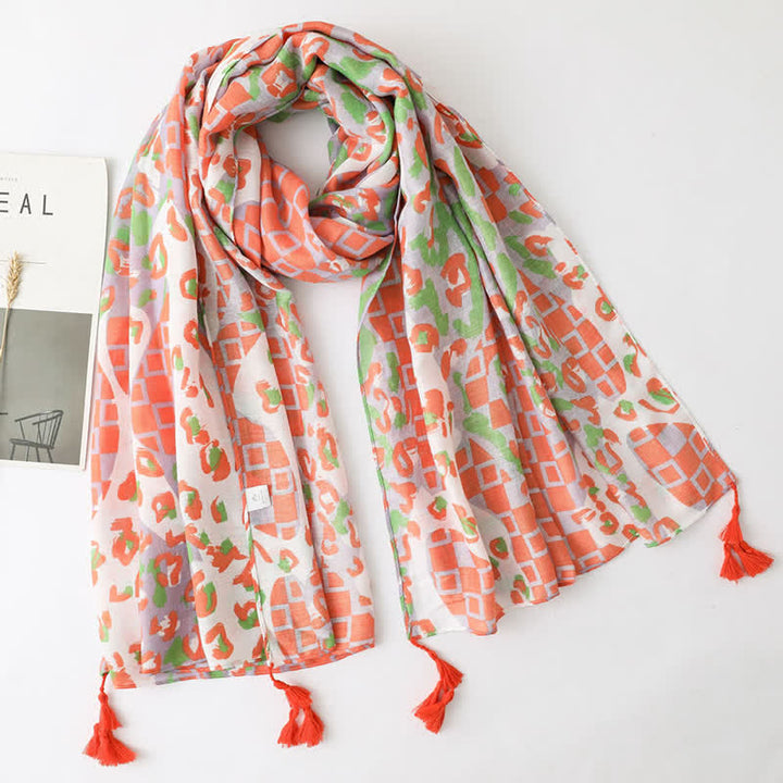 Bufanda fina con borlas estilo playero para vacaciones