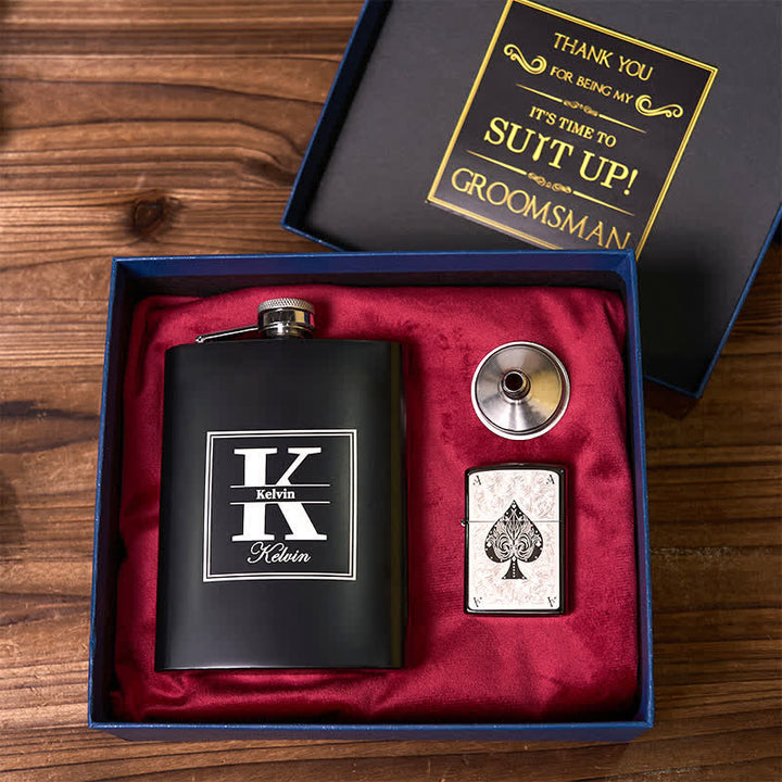 2 encendedores personalizables de color negro con la frase ACE of Spades, caja de regalo para padrinos de boda