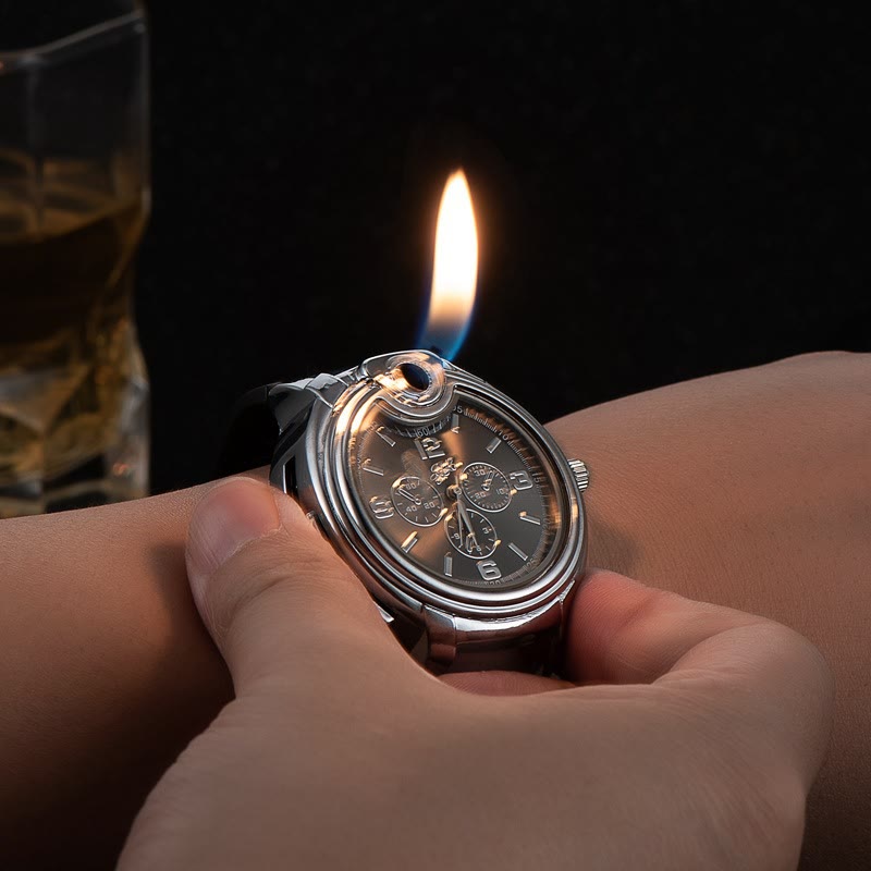 Encendedor de butano recargable de lujo con forma de reloj de pulsera