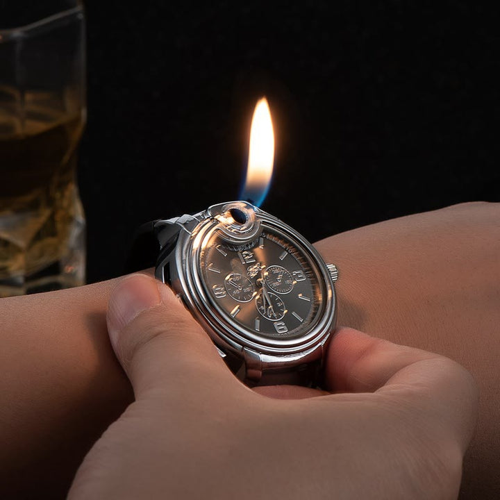 Encendedor de butano recargable de lujo con forma de reloj de pulsera