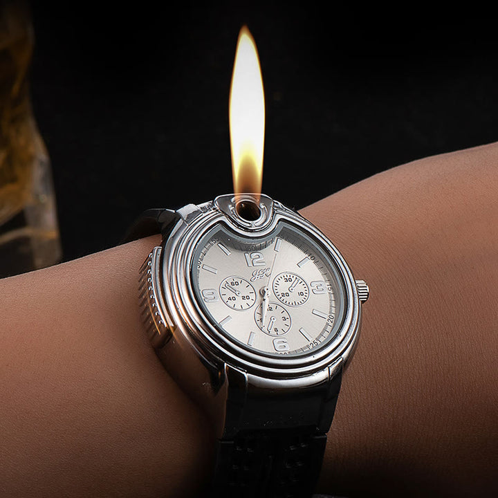 Encendedor de butano recargable de lujo con forma de reloj de pulsera