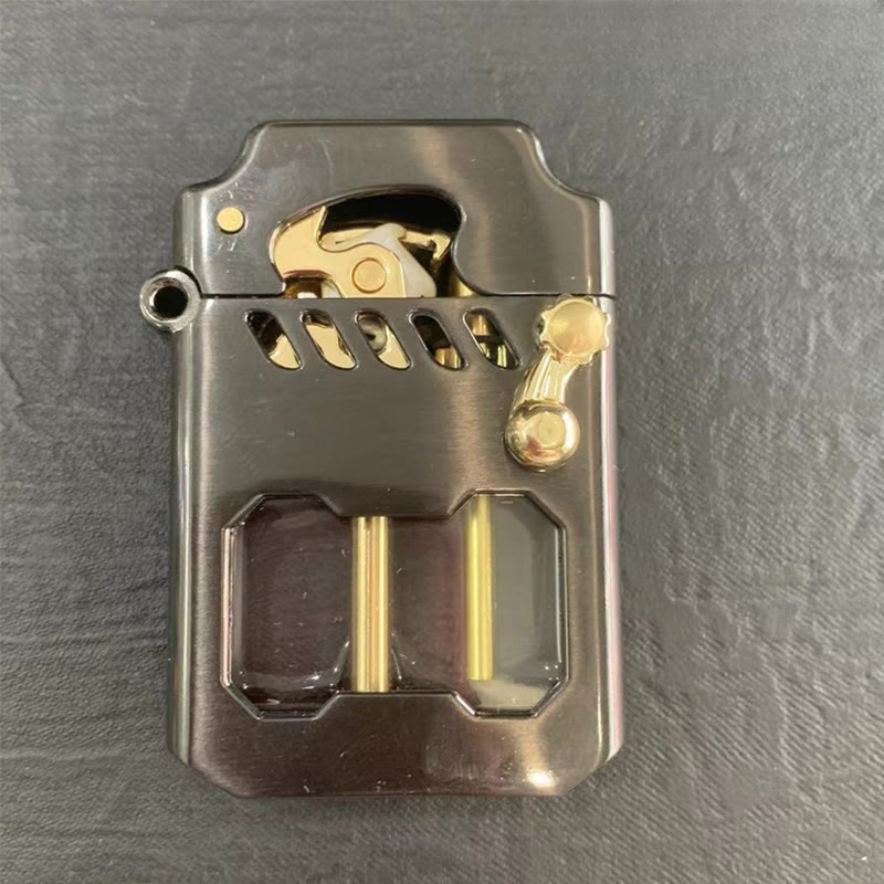 Encendedor de queroseno recargable con brazo basculante y tanque de aceite transparente retro