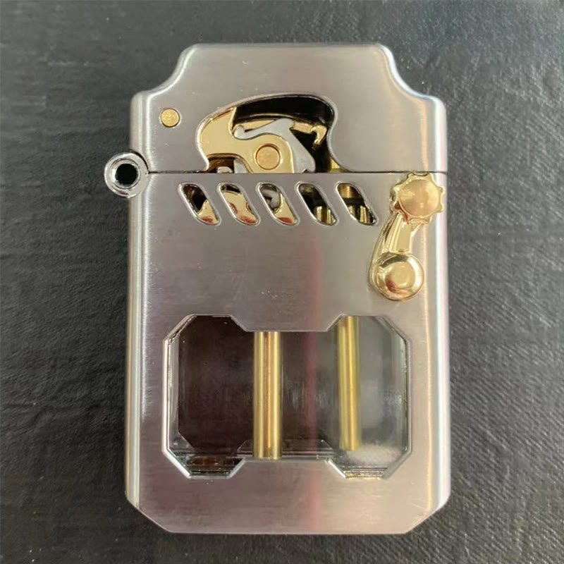 Encendedor de queroseno recargable con brazo basculante y tanque de aceite transparente retro