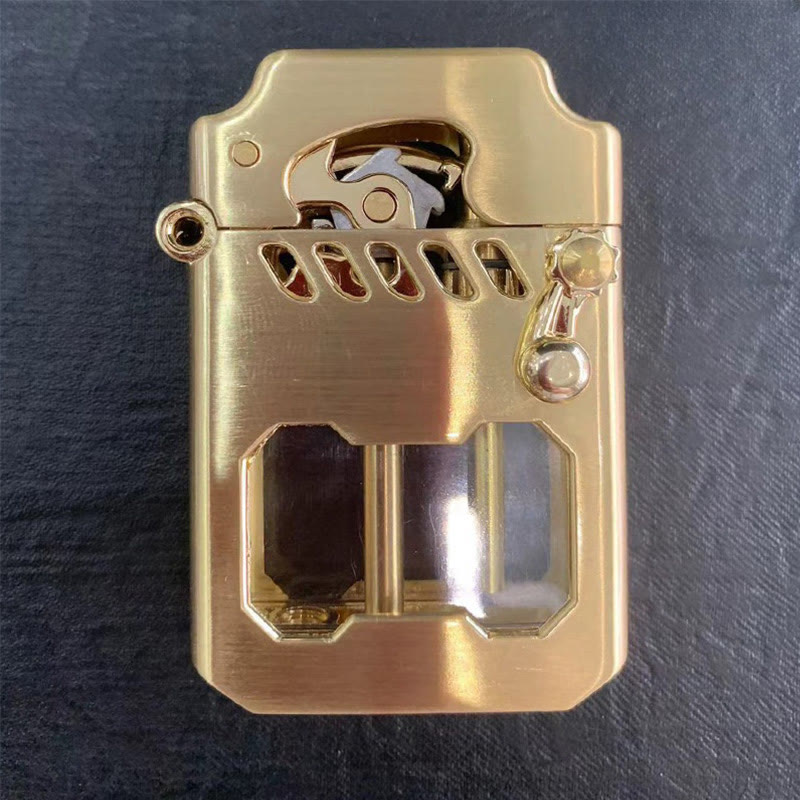 Encendedor de queroseno recargable con brazo basculante y tanque de aceite transparente retro