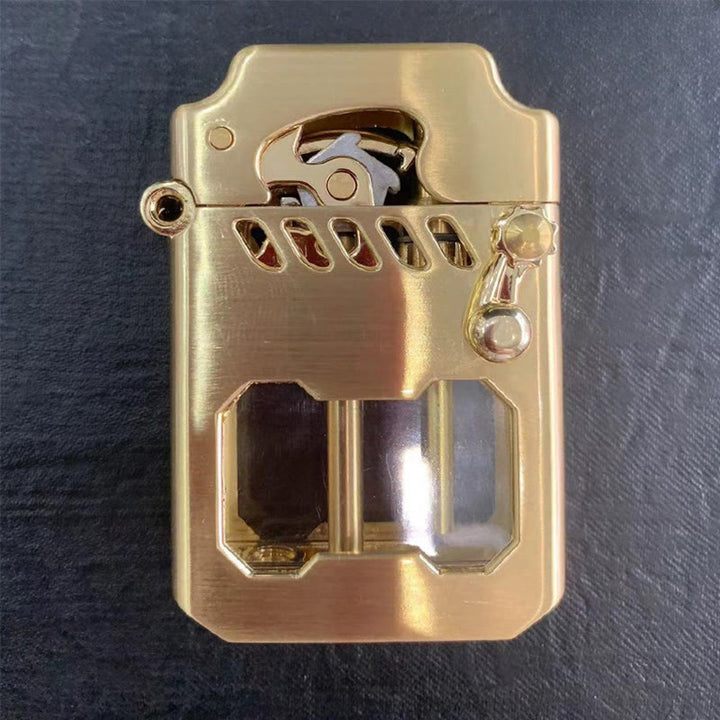 Encendedor de queroseno recargable con brazo basculante y tanque de aceite transparente retro