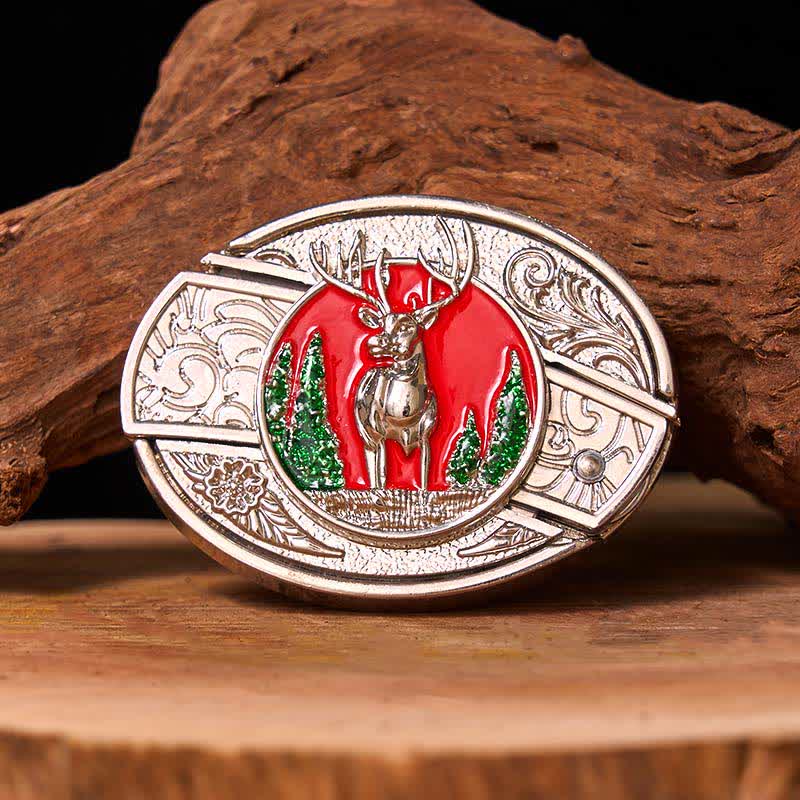 Cinturón de cuero con cuchillo plegable oculto de alce de montaña de colores para hombre (preventa)