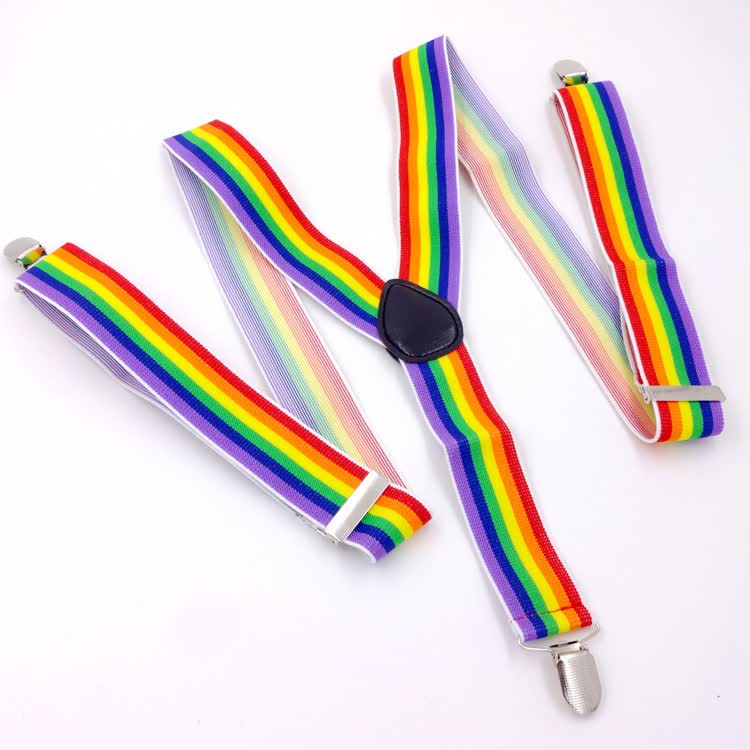 Tirantes ajustables con 3 clips y rayas de colores del arcoíris