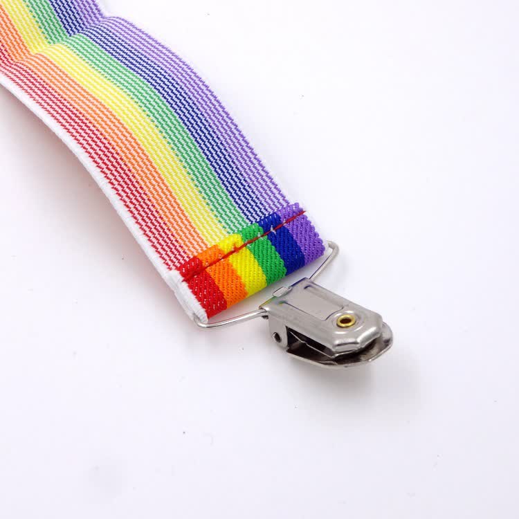 Tirantes ajustables con 3 clips y rayas de colores del arcoíris
