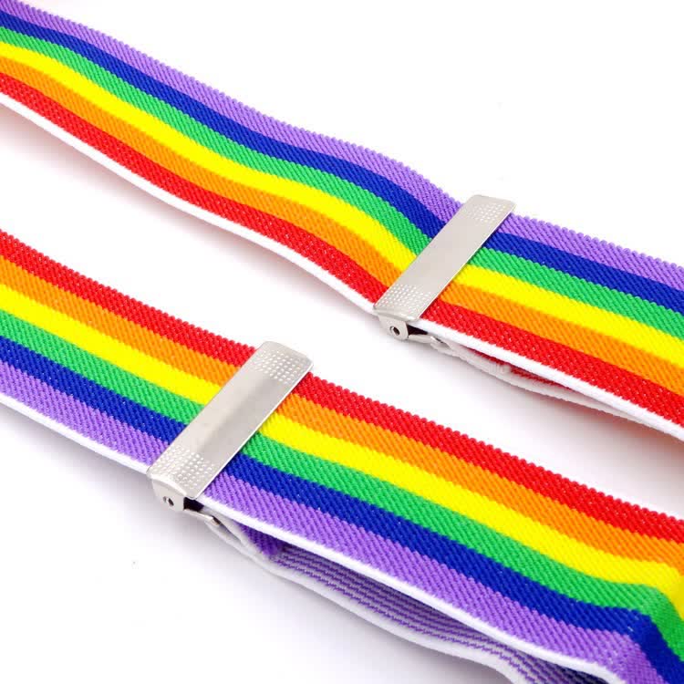Tirantes ajustables con 3 clips y rayas de colores del arcoíris