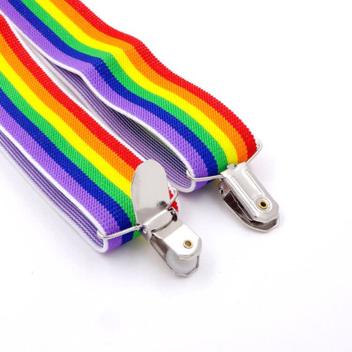Tirantes ajustables con 3 clips y rayas de colores del arcoíris