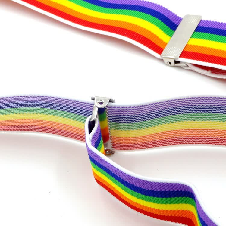 Tirantes ajustables con 3 clips y rayas de colores del arcoíris