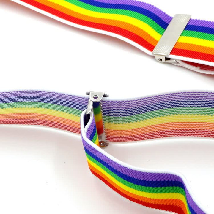 Tirantes ajustables con 3 clips y rayas de colores del arcoíris