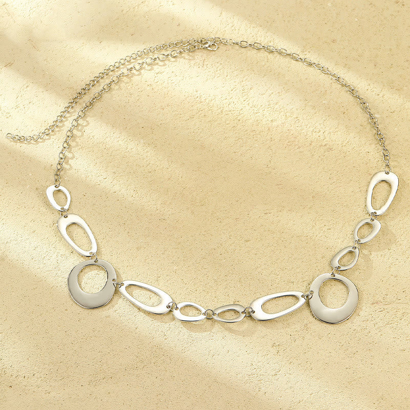 Cinturón de cadena de anillo de plata para mujer con cadena de cintura de metal