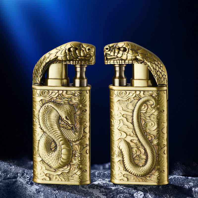Encendedor de butano recargable con doble llama y relieve de cocodrilo salvaje