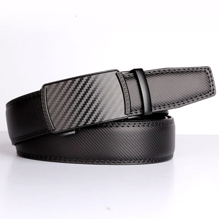 Cinturón de cuero genuino con trinquete deslizante para hombre