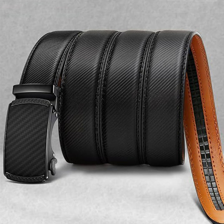 Cinturón de cuero genuino con trinquete deslizante para hombre
