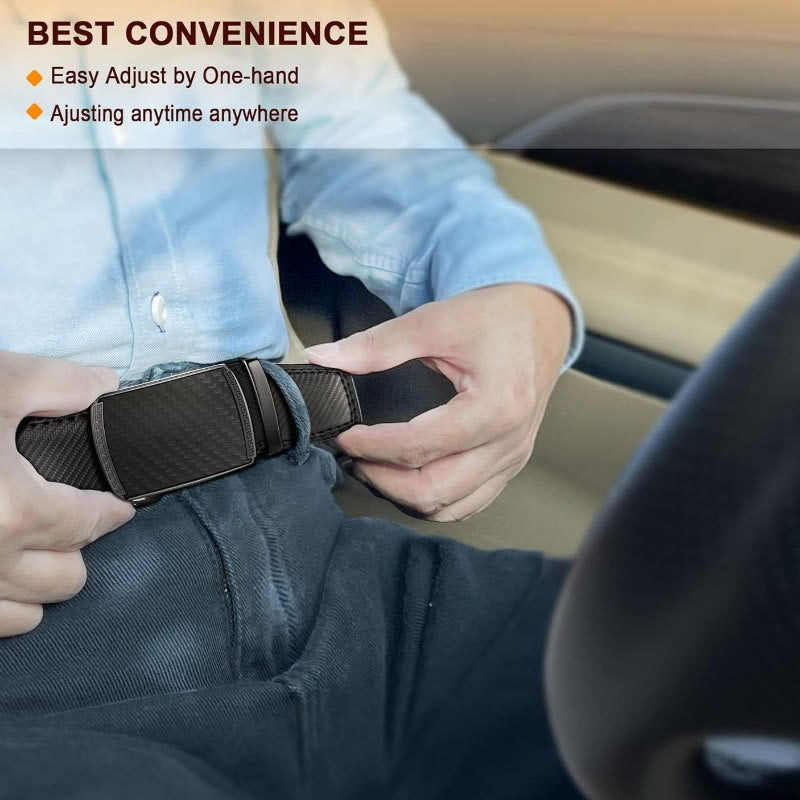 Cinturón de cuero genuino con trinquete deslizante para hombre