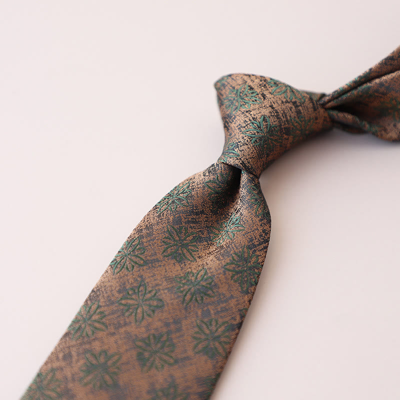 Corbata para hombre con estampado floral de flores moradas y verdes