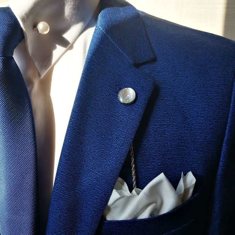 Broche de traje con cadena de solapa de concha natural para hombre con cadena colgante