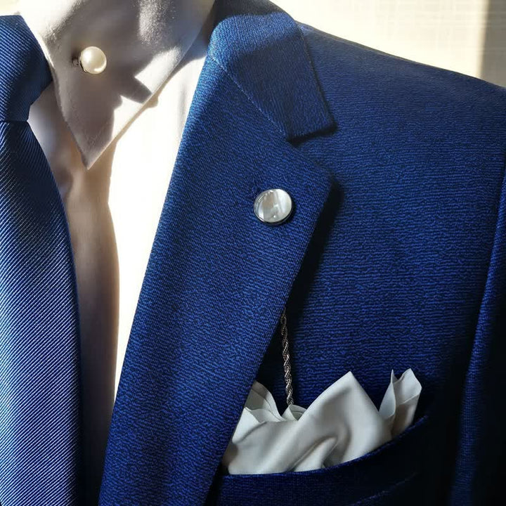 Broche de traje con cadena de solapa de concha natural para hombre con cadena colgante