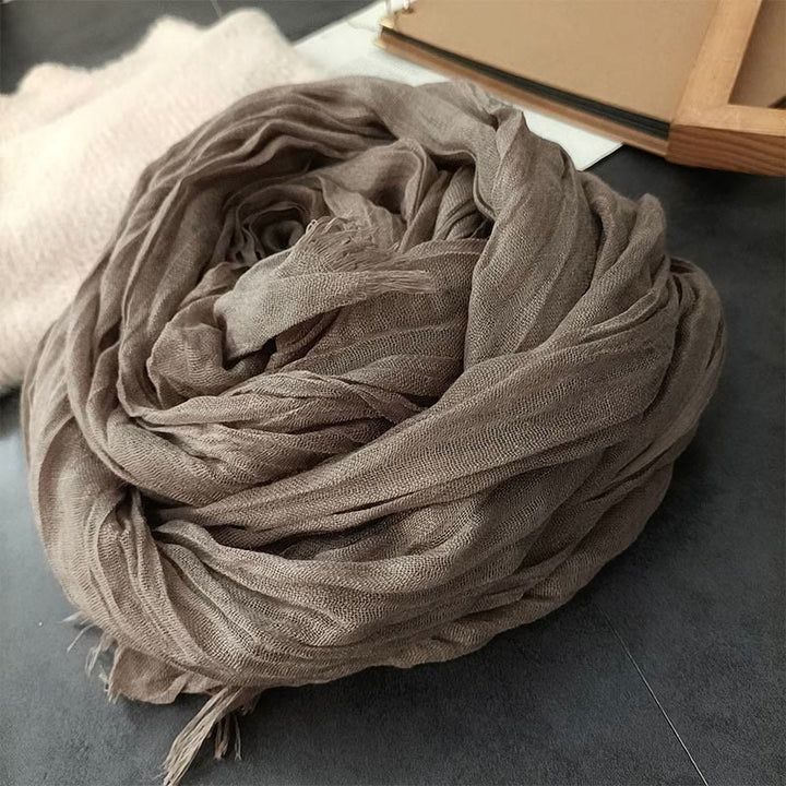 Bufanda fina de lino y algodón ligera de color liso retro para mujer