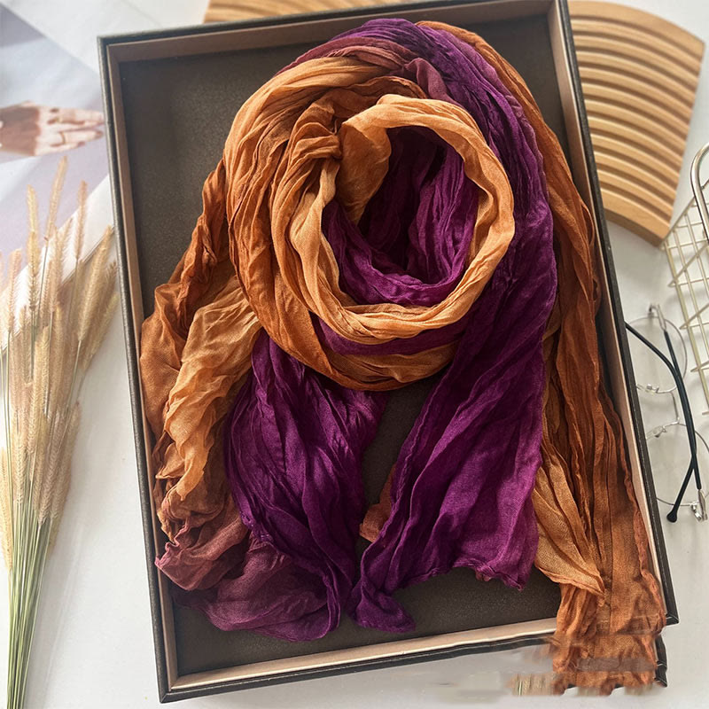 Bufanda fina de color liso degradado para mujer