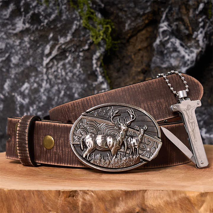 Hebilla de cinturón con cuchillo oculto y encendedor de hielo negro, con diseño de as de póker