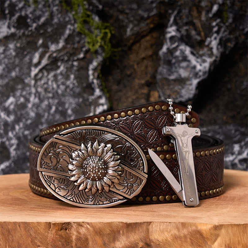 Hebilla de cinturón con cuchillo oculto y encendedor de hielo negro, con diseño de as de póker