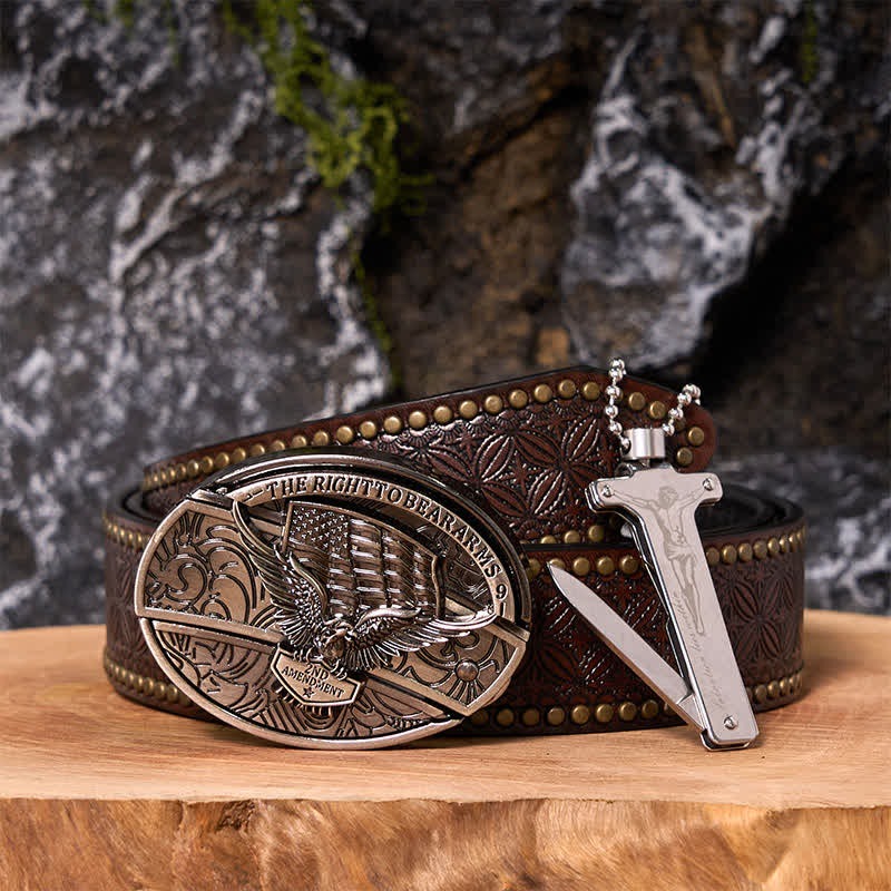 Hebilla de cinturón con cuchillo oculto y encendedor de hielo negro, con diseño de as de póker