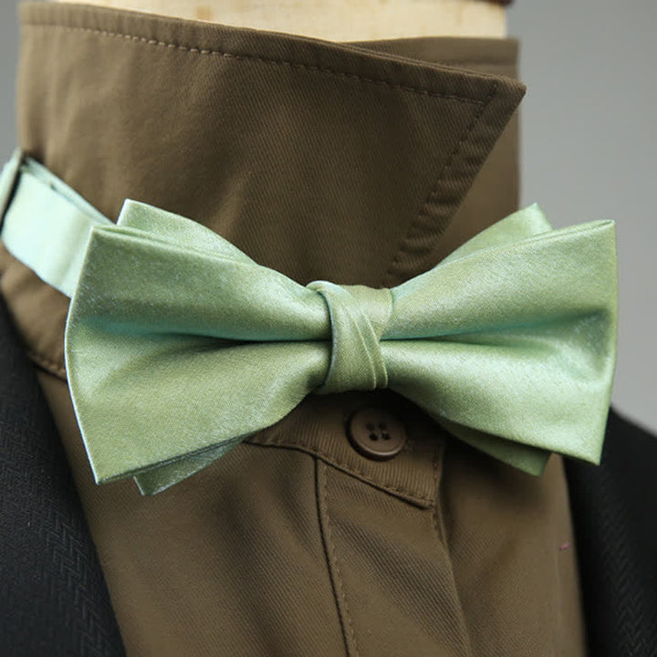 Pajarita de color liso con doble capa brillante para hombre