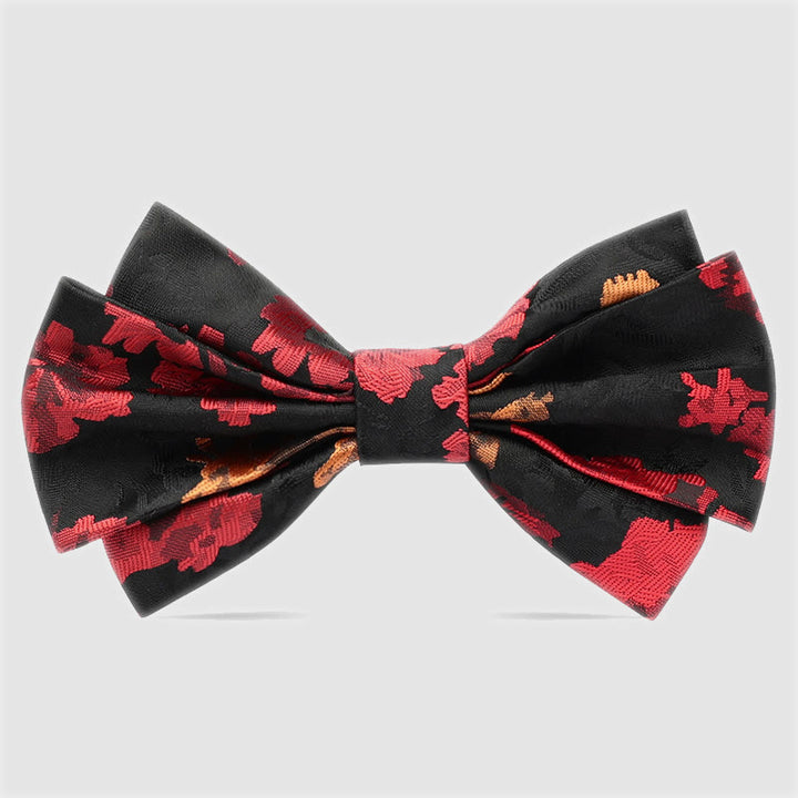 Pajarita con estampado floral en rojo y negro para hombre